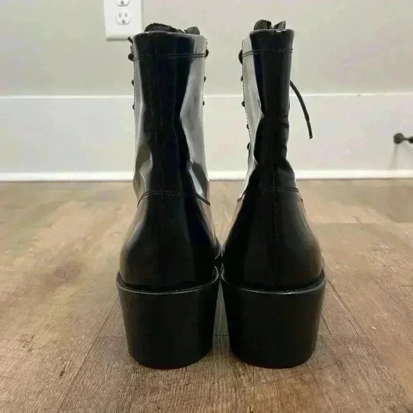 Sandro Paris Black Military Boots Chunky Women's 40 US 10 Goth Made In Portugal - Picture 5 of 12